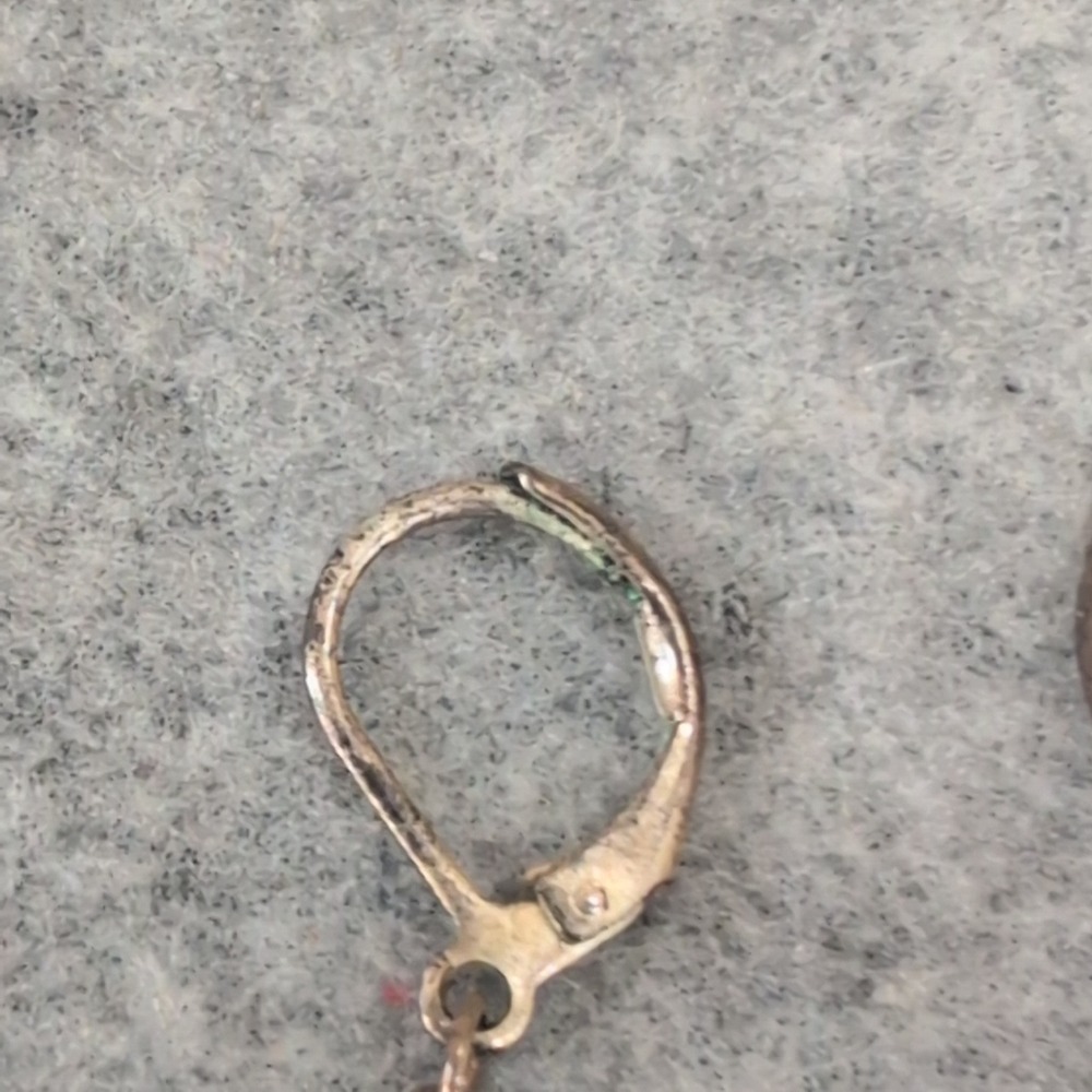 Vintage Silver Tone Leverback Dangle Earrings Textured Circle Design Modern - Picture 4 of 5
